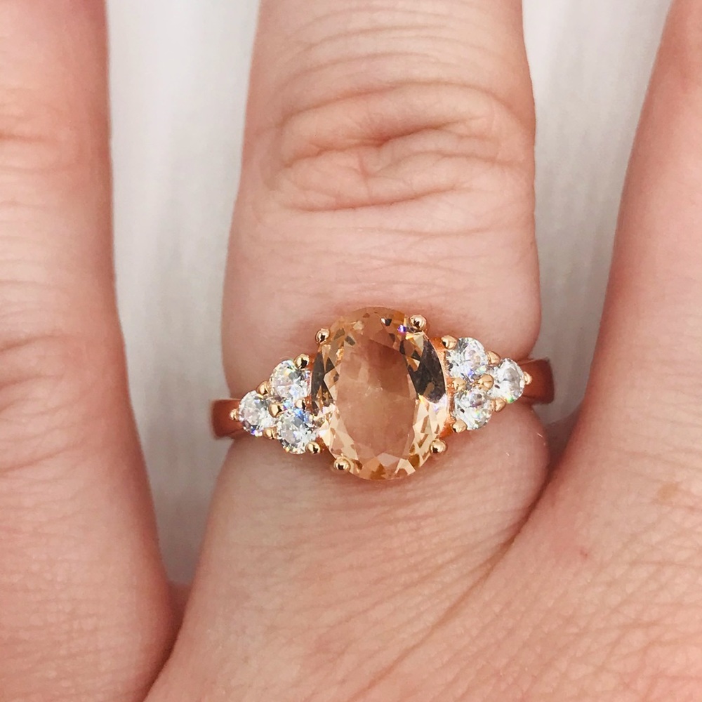 Rose Gold Morganite & White Sapphire Ring